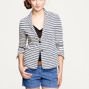J Crew Maritime Striped Blazer  cream Navy size XS